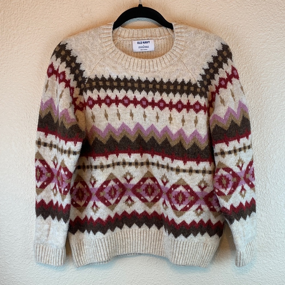 Old Navy Women's crewneck sweater sz S Norwegian comfy cozy warm fall winter